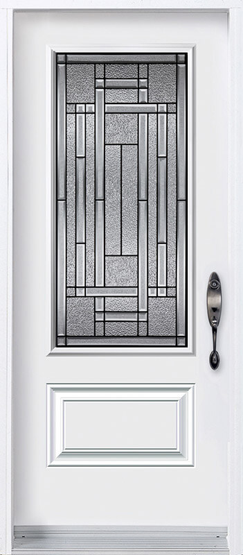Traditional door with three quarter decorative glass
