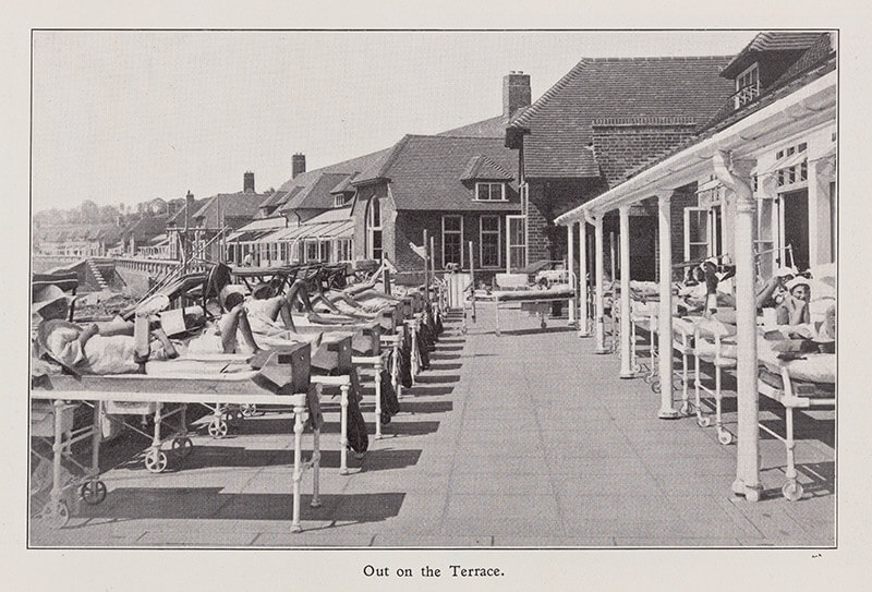 Out on the Terrace. Photo of the Alton Hospital in Hampshire, 1937