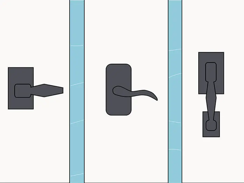 An illustration of different door handles you can choose from to spruce up the front door of your home.