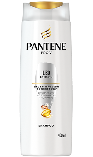 Shampoo Liso Extremo da Pantene de uso diário com extrato de seda e óleo de amêndoas