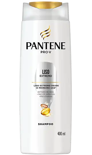 Shampoo Liso Extremo da Pantene de uso diário com extrato de seda e óleo de amêndoas