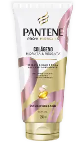 Condicionador sem sulfatos Pantene com colágeno e biotina, hidrata e resgata os cabelos quimicamente tratados
