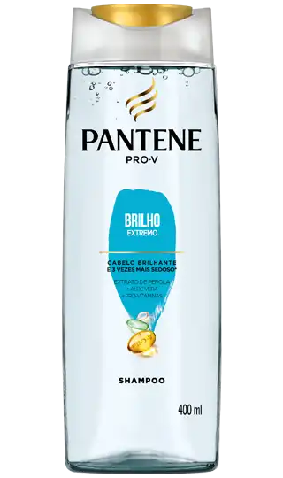 Shampoo Pantene Brilho Extremo com extrato de pérolas e aloe vera para o cabelo