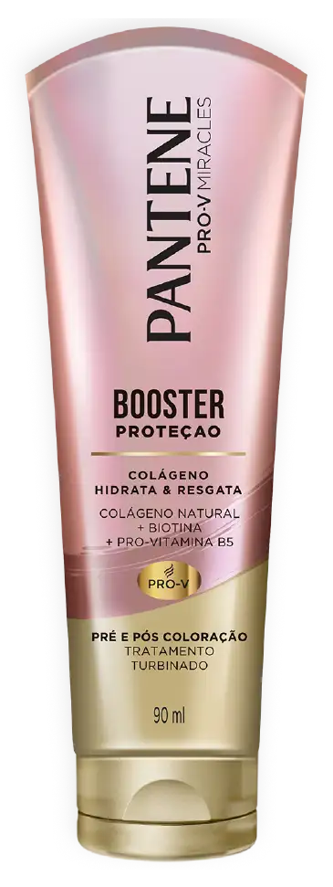 Booster Proteção Pré e Pós Coloração da coleção Pantene Colágeno Hidrata e Resgata cabelos danificados por química.