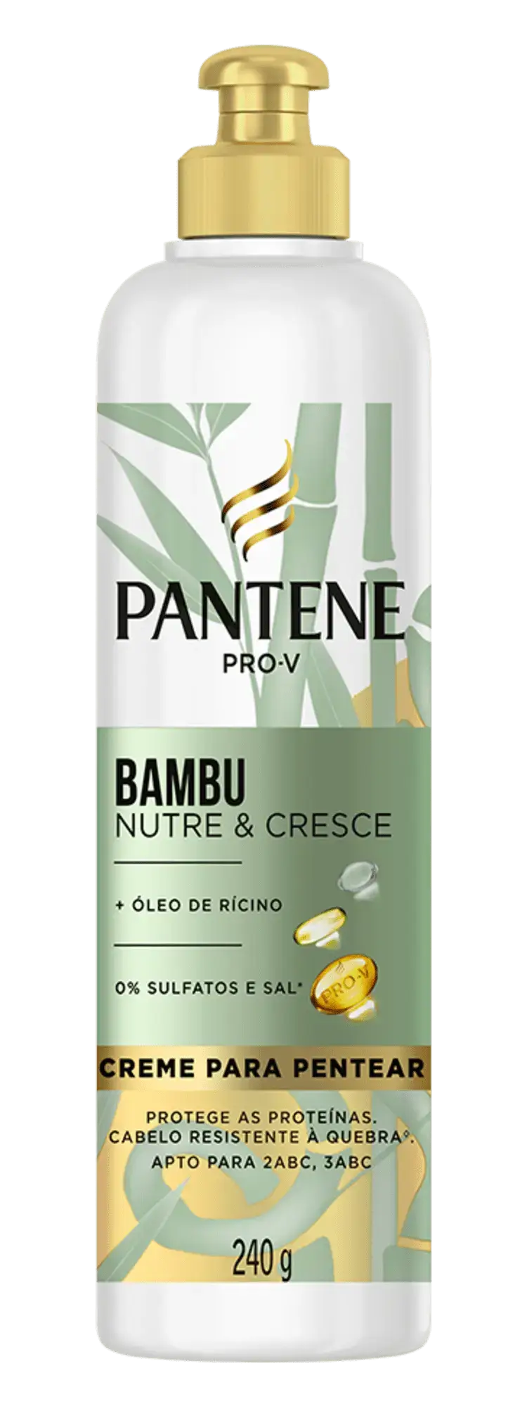 Creme para pentear Pantene bambu nutre e cresce com óleo de rícino para o cabelo
