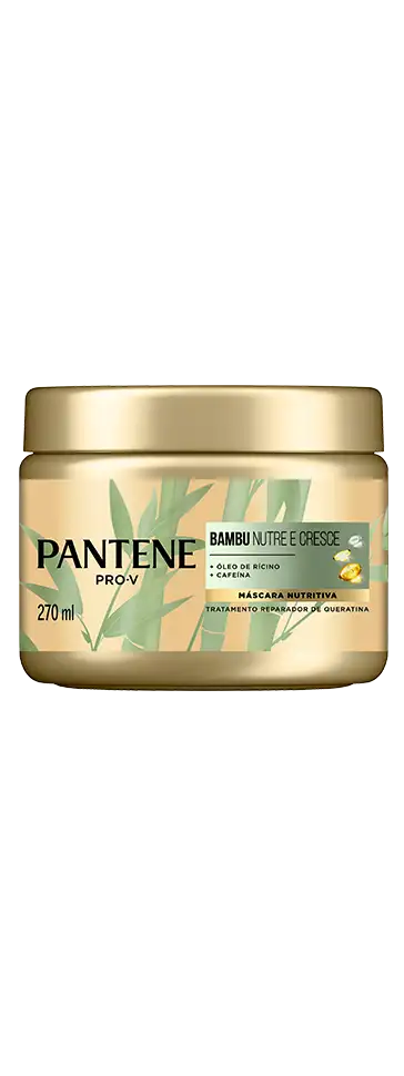 Máscara Pantene Bambu Nutre e Cresce, hidratação com óleo de rícino, cafeína e queratina para o cabelo