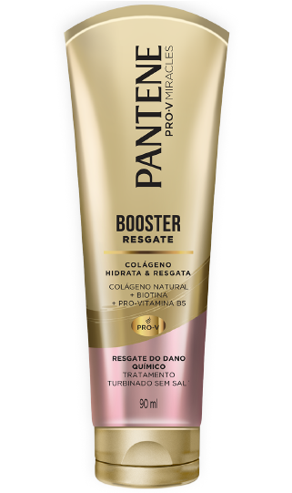 Booster Dano Químico da coleção Pantene Colágeno Hidrata e Resgata cabelos danificados por química.