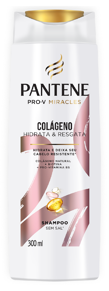Shampoo sem sal Pantene com colágeno e biotina, hidrata e resgata os cabelos quimicamente tratados