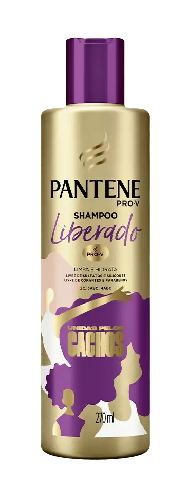 Shampoo liberado da Pantene sem sulfatos, sem parabenos sem silicones para cabelos cacheados ou crespos