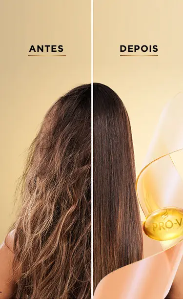 Cabelo antes e depois da aplicação do Protetor Térmico Pantene e do Óleo Capilar Pantene Milagroso