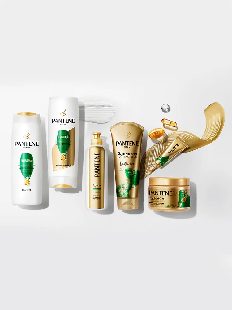 Coleção de restauração da Pantene, repara instantaneamente os seus cabelos dos danos extremos.