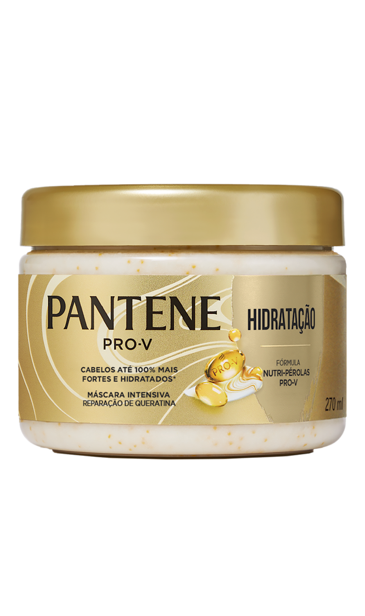 Frasco Pantene máscara capilar intensiva Hidratação com pérolas Pro – V cabelos secos e ressecados.
