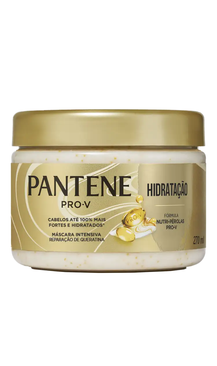 Frasco Pantene máscara capilar intensiva Hidratação com pérolas Pro – V cabelos secos e ressecados.
