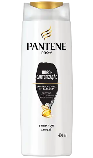 Shampoo hidro-cauterização Pantene com glicerina, óleo de argan e pro-vitaminas, para controle do frizz