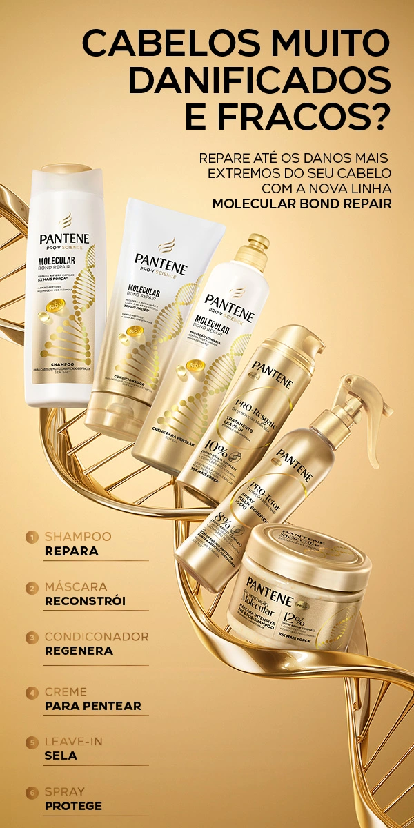 Escova cheia de fios de cabelo. São listadas causas comuns da queda capilar.