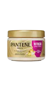 Frasco Pantene máscara capilar intensiva Nutrição com pérolas Pro – V para cabelo com frizz.