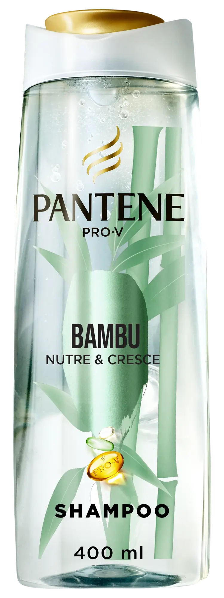 Shampoo Bambu Nutre e Cresce da Pantene com óleo de rícino e cafeína para queda de cabelo e fortalecimento