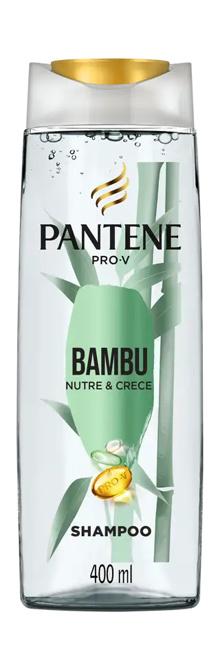 Shampoo Bambu Nutre e Cresce da Pantene com óleo de rícino e cafeína para queda de cabelo e fortalecimento