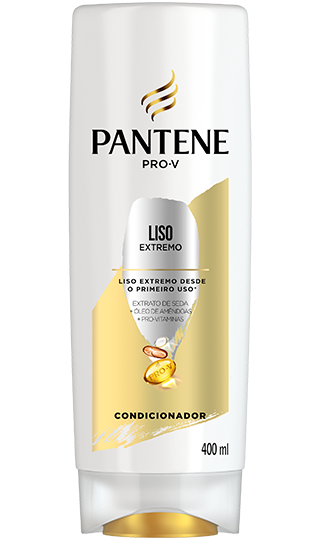 Condicionador liso extremo Pantene, com extrato de seda, óleo de amêndoas e pro-vitaminas