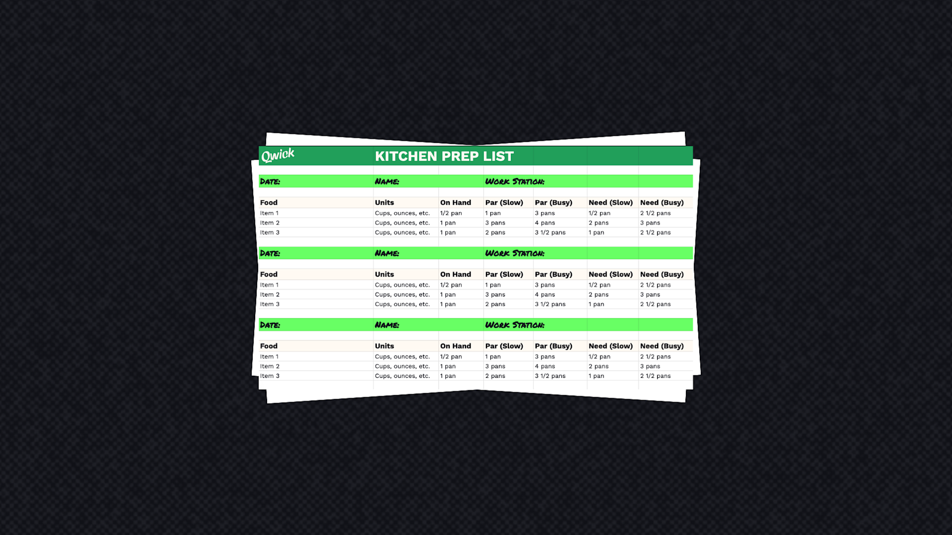The only kitchen prep template your restaurant needs.