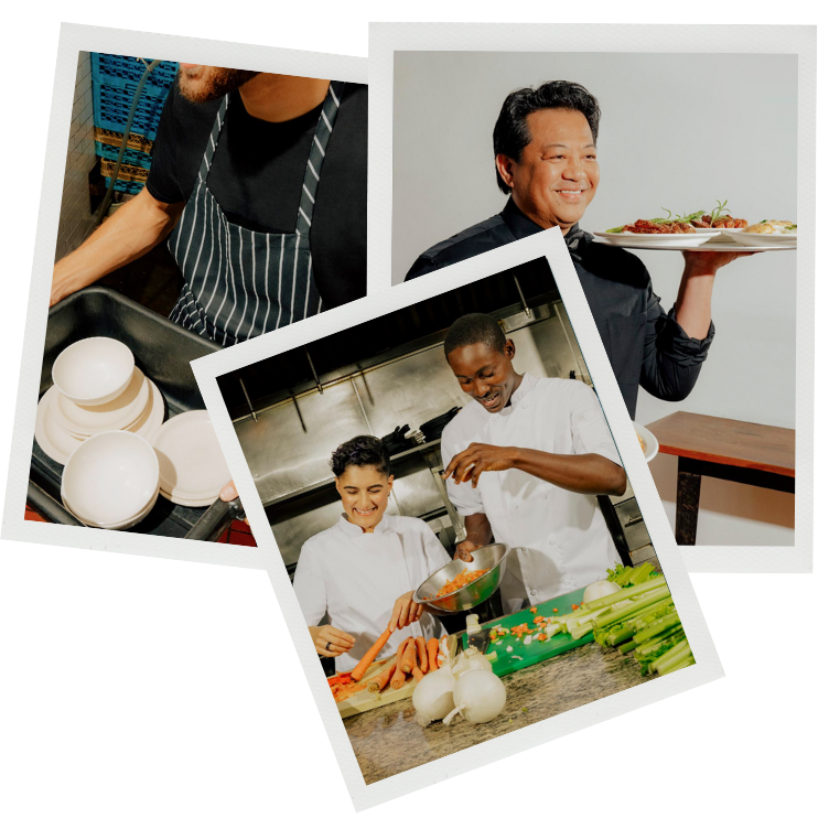 A collection of images of people working gigs.