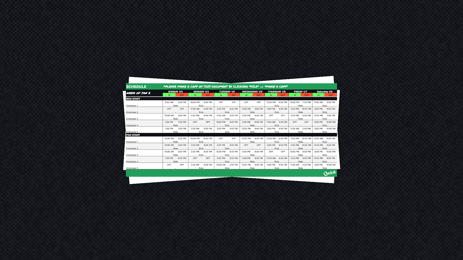 The only restaurant schedule template your restaurant needs.