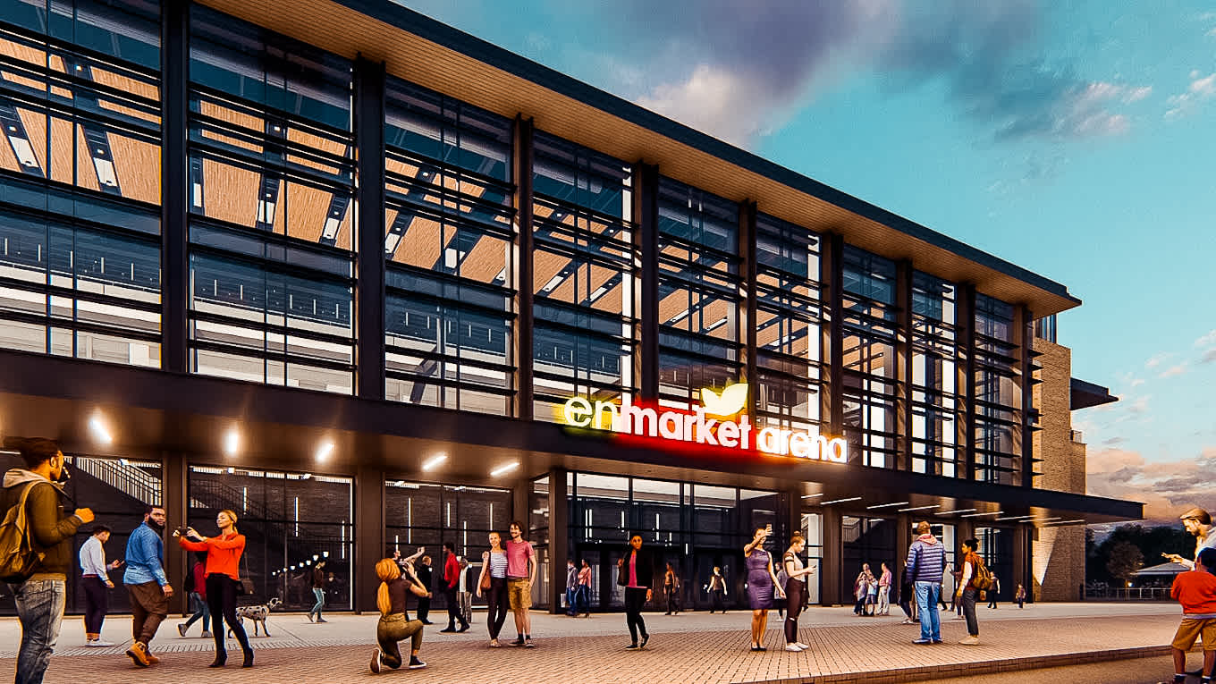 Enmarket Arena entrance where Gigpro workers are hired for set-up and breakdown and concessions