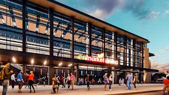 Enmarket Arena entrance where Gigpro workers are hired for set-up and breakdown and concessions