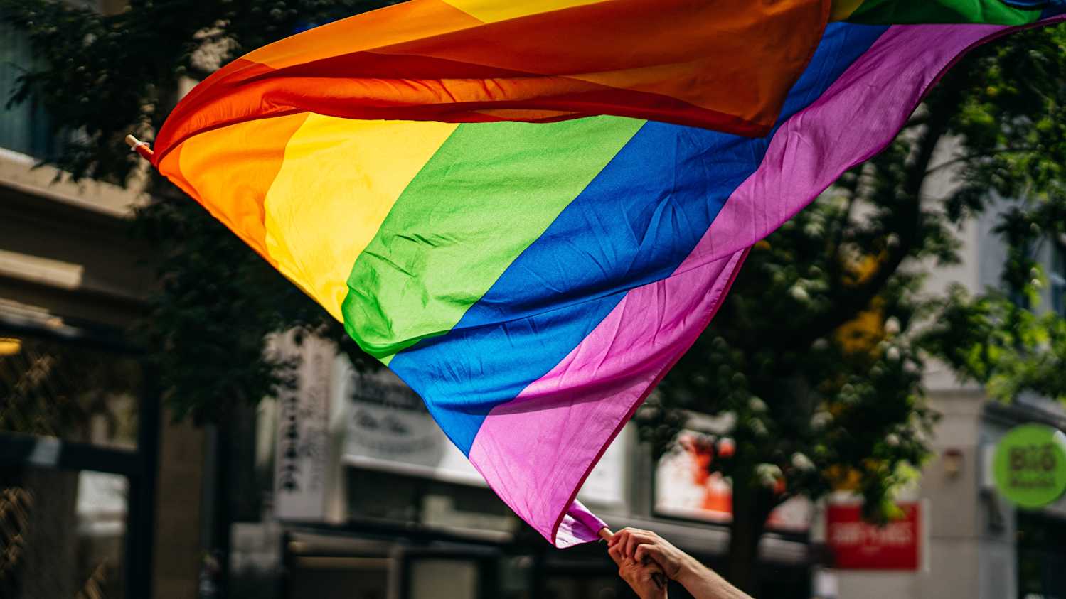 Pride flag flying