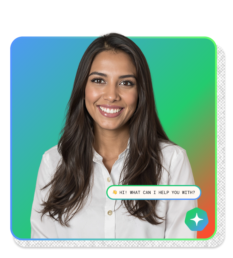 photo of Qwick's AI assistant professionals, bubble text that reads: "Hi! What can I help you with?"