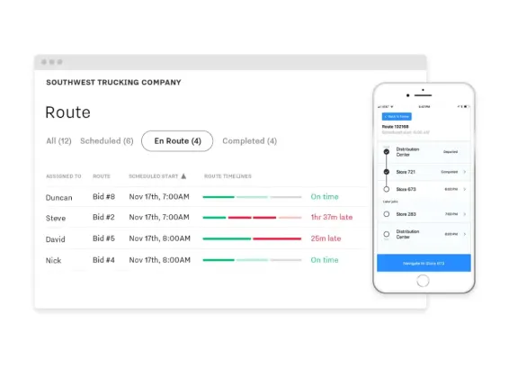 Get more work done faster with an instant view of vehicle location, traffic, and routes