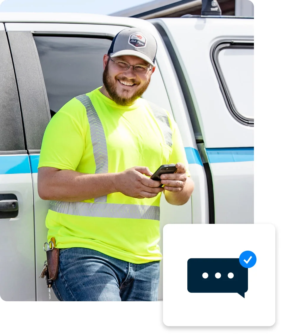 Worker Texting with icon