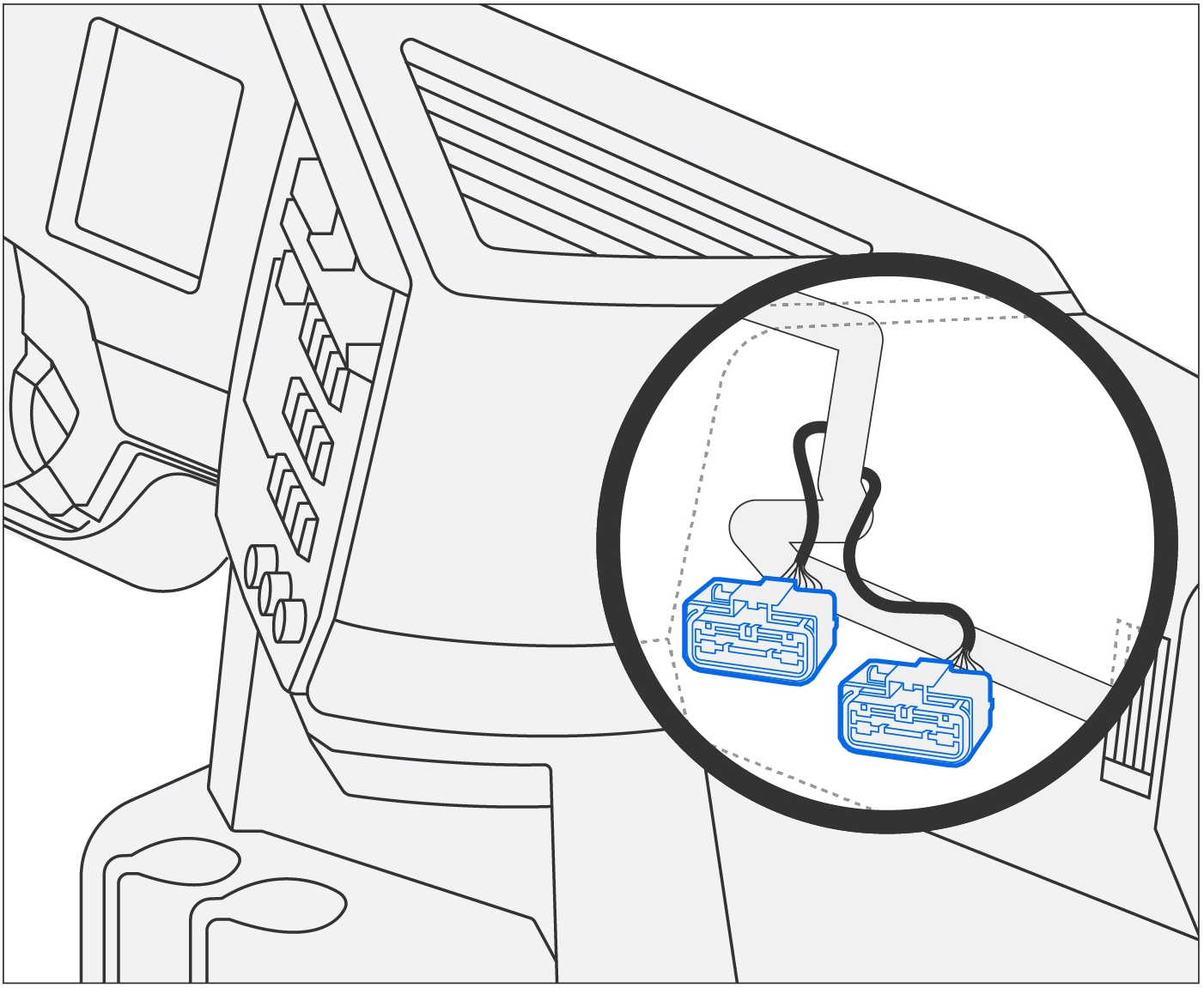RP1226 connector OEM port location for Mack trucks