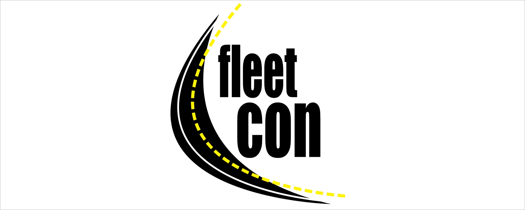 Fleet Con logo featuring a curved black road with a yellow dashed center line and bold black text reading "fleet con"