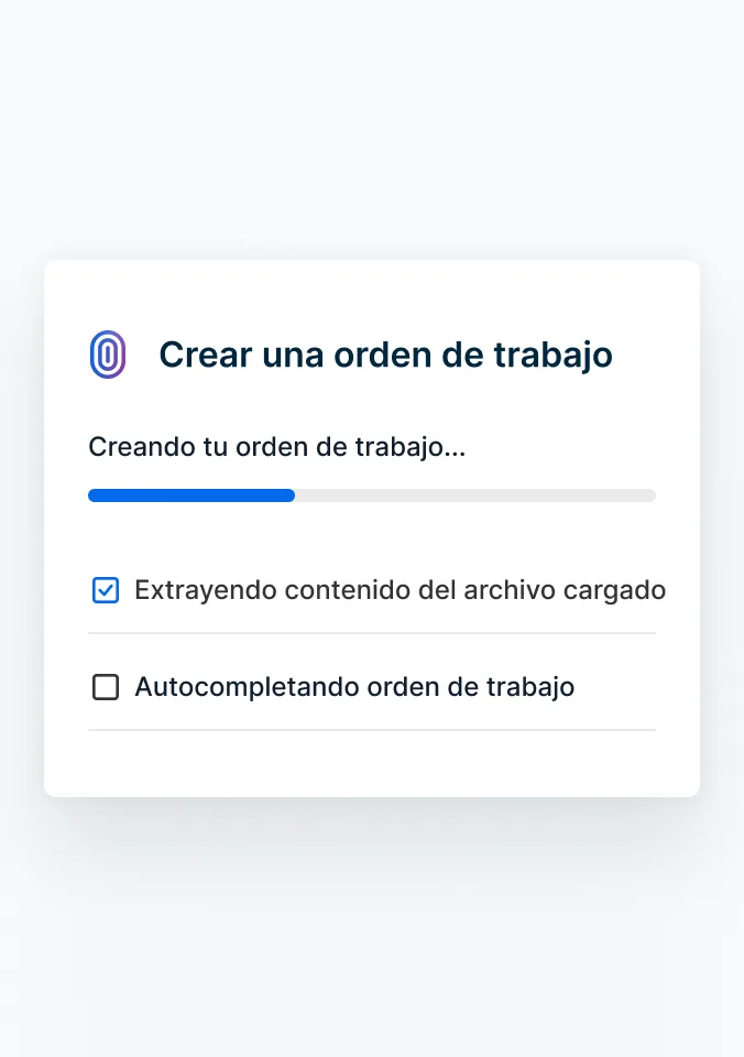 Una orden de trabajo generada por IA extraída de una factura cargada.