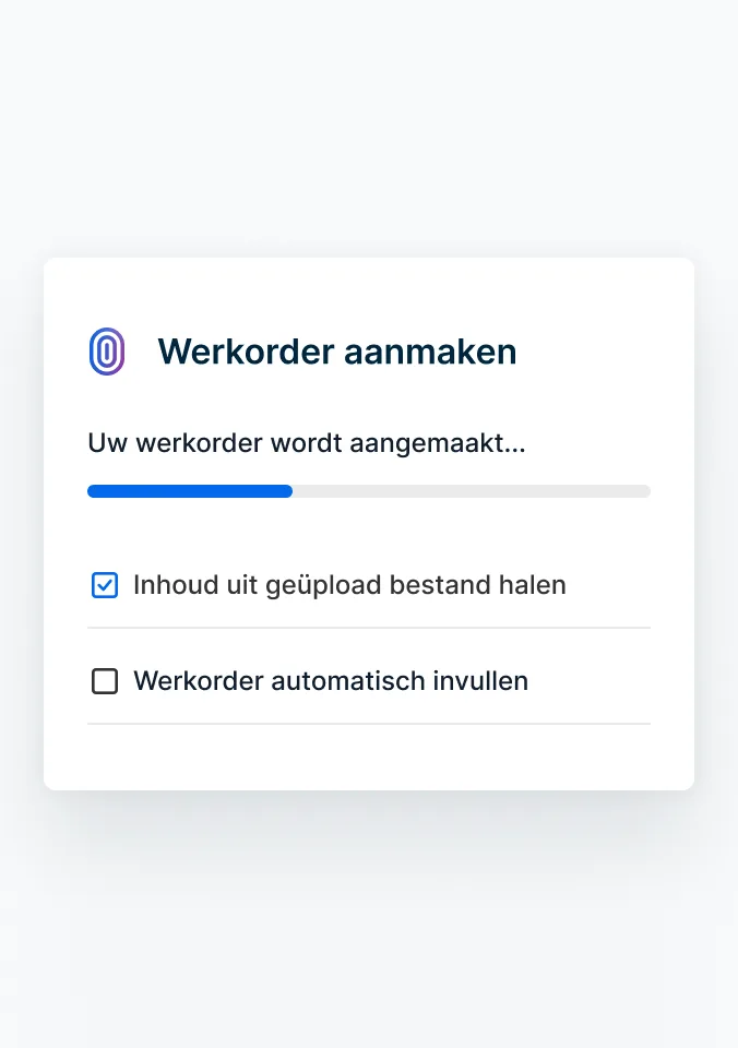 Een door AI ingevulde werkorder, gebaseerd op een geüploade factuur.