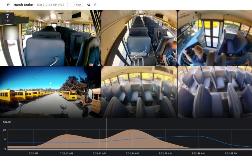 Screenshot of real-time video in school bus of Samsara camera video footage