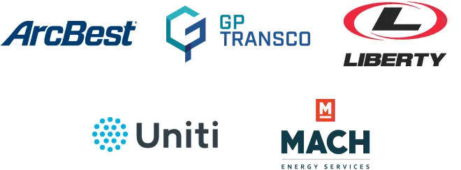ArcBest logo, Gp Transco logo, Liberty logo, Uniti logo, mach logo