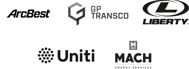 ArcBest logo, Gp Transco logo, Liberty logo, Uniti logo, mach logo