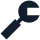 Ícono sencillo de silueta azul oscuro de una llave inglesa, que representa servicios de reparación o mantenimiento.