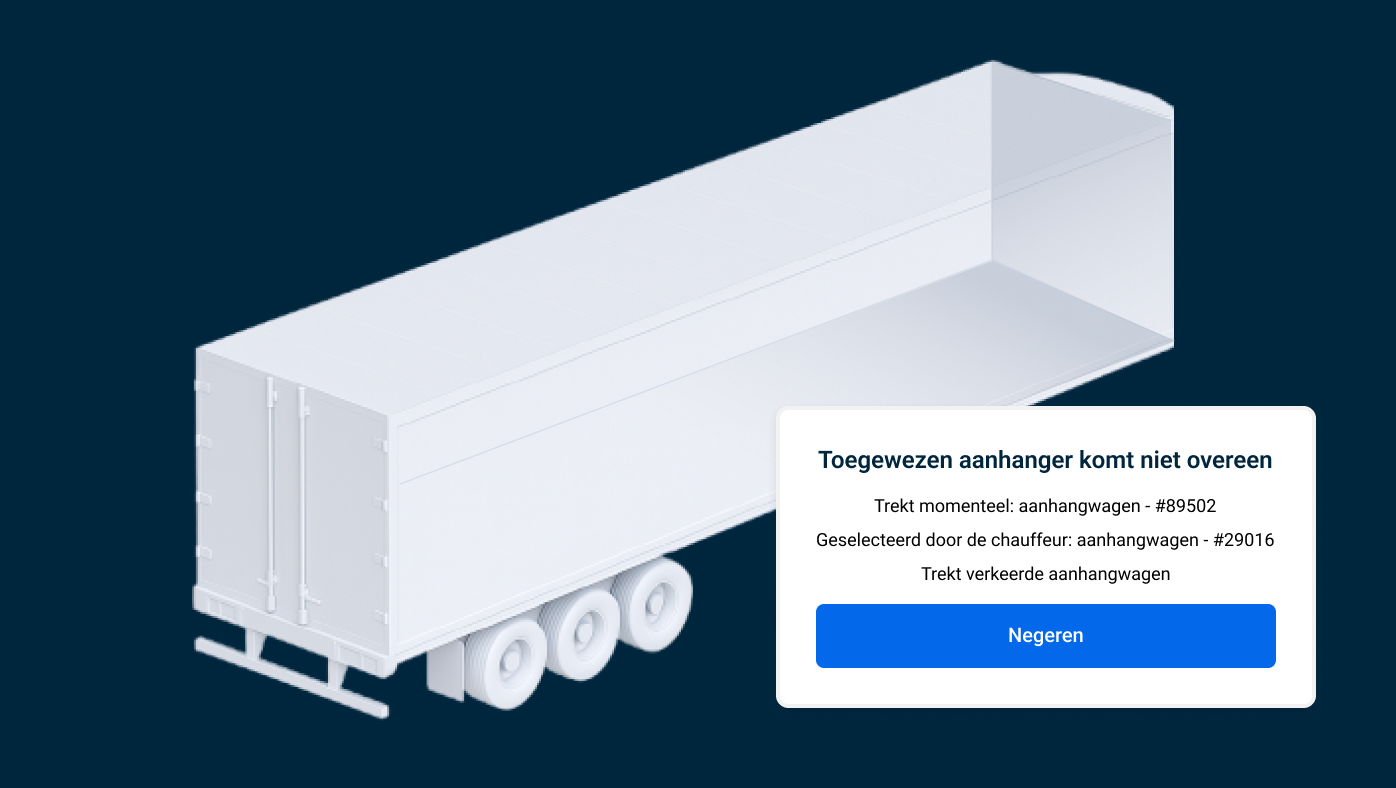 Samsara's waarschuwing voor foute truck-trailer combinatie