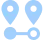 Two light blue location pin icons connected by a horizontal line, representing a route or distance between two points.