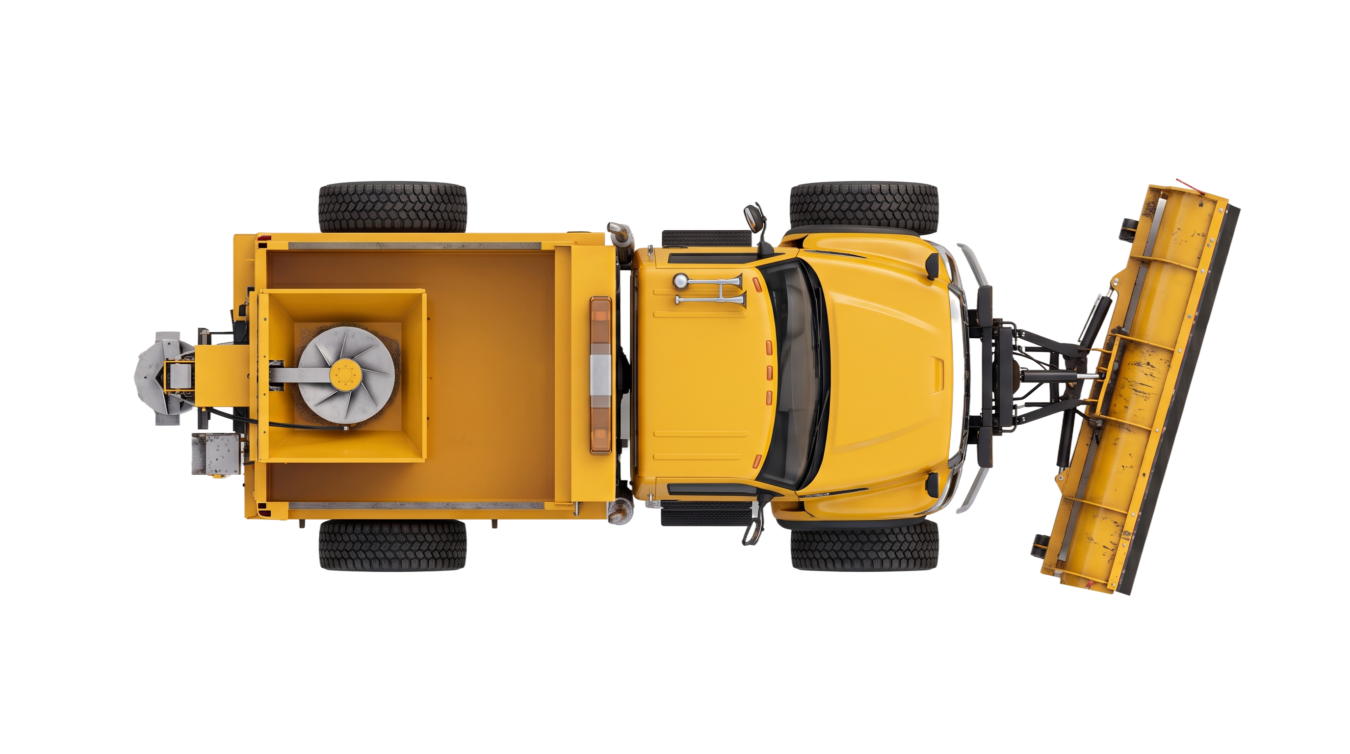 Snow plow seen from above