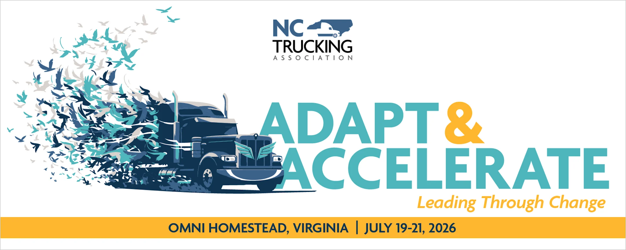 NC Trucking Association Adapt & Accelerate conference banner, Omni Homestead, Virginia, July 19-21, 2026