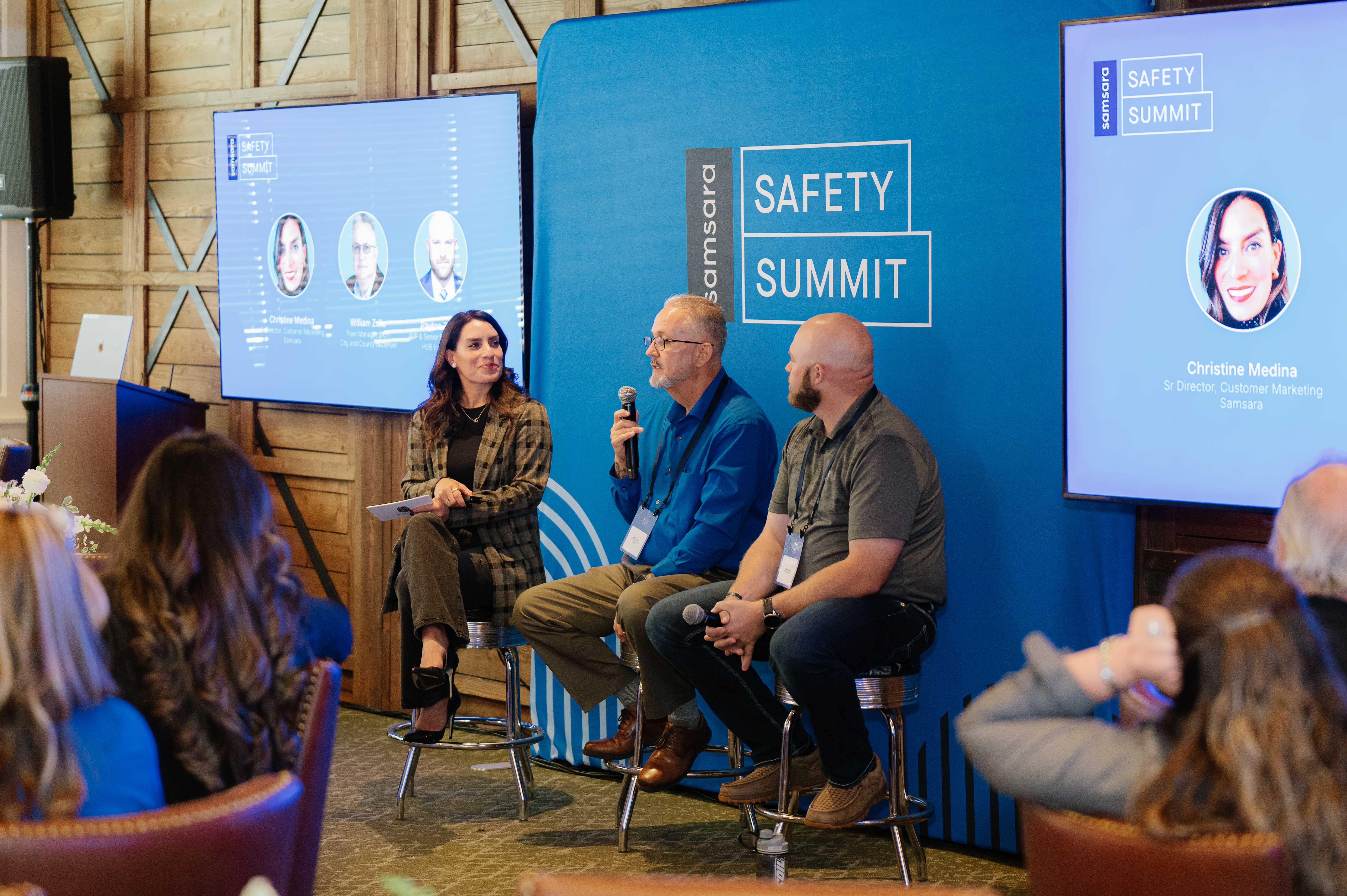 People on stage speaking at Safety Summit Series event
