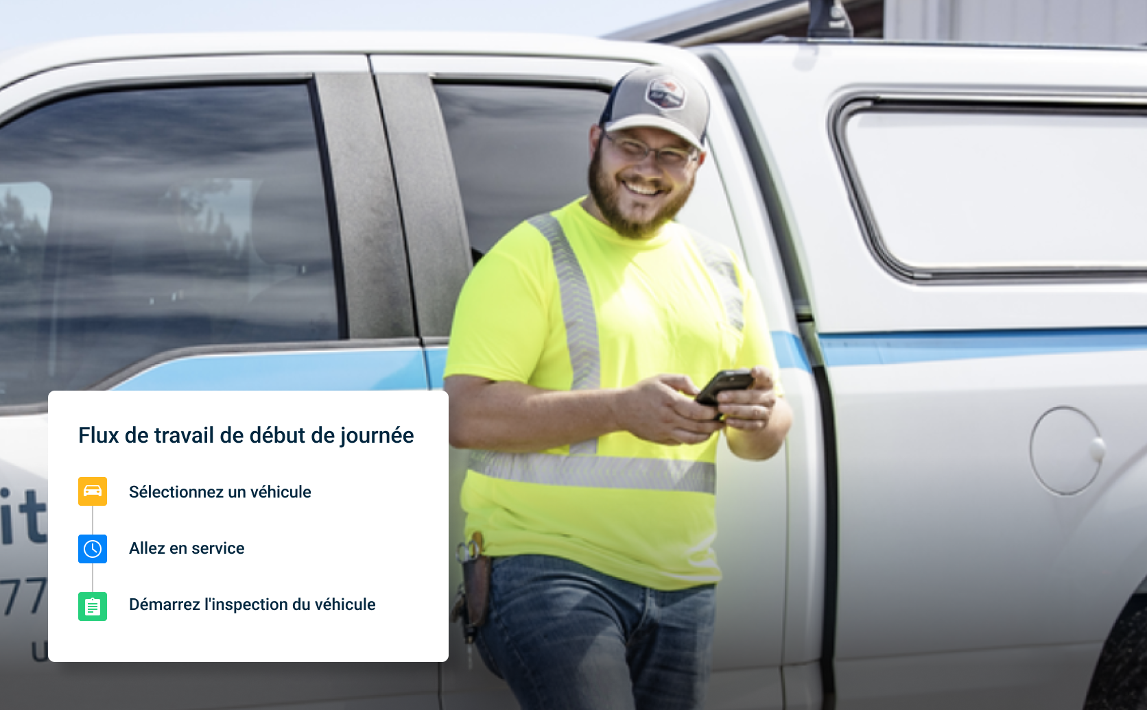 Capture d'écran des flux de travail guidés pour les conducteurs par Samsara