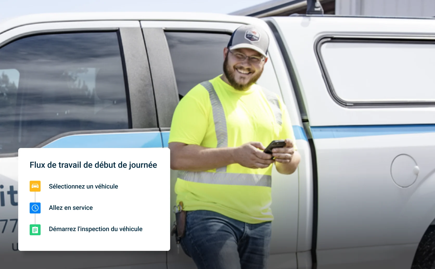 Capture d'écran des flux de travail guidés pour les conducteurs par Samsara