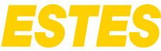 The word "ESTES" displayed in bright yellow capital letters against a white background.