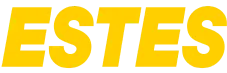 The word "ESTES" displayed in bright yellow capital letters against a white background.