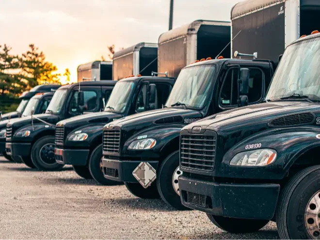 Trucks in parking lot